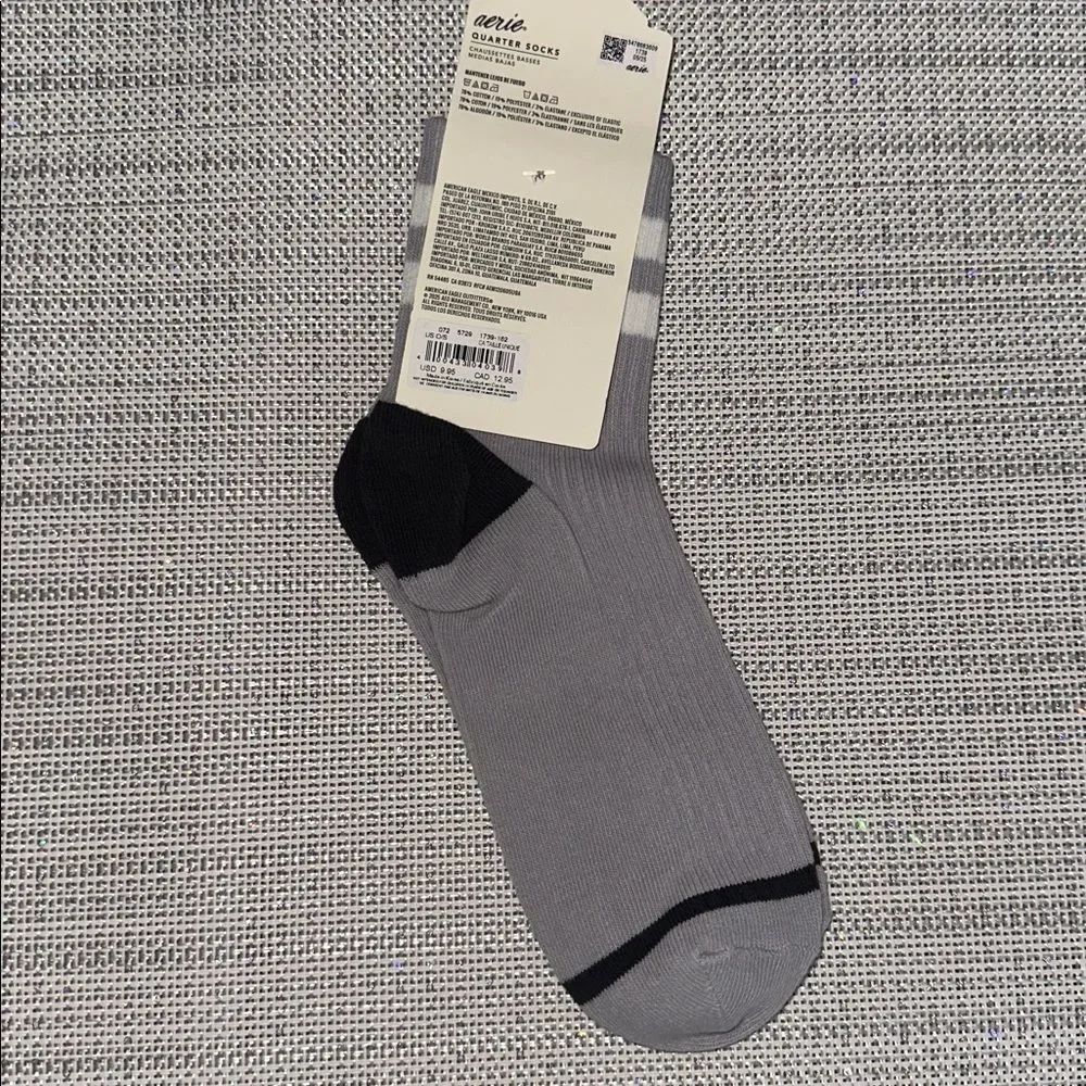 OFFLINE Radiance Striped Quarter Taupe White Brown Cotton Socks
